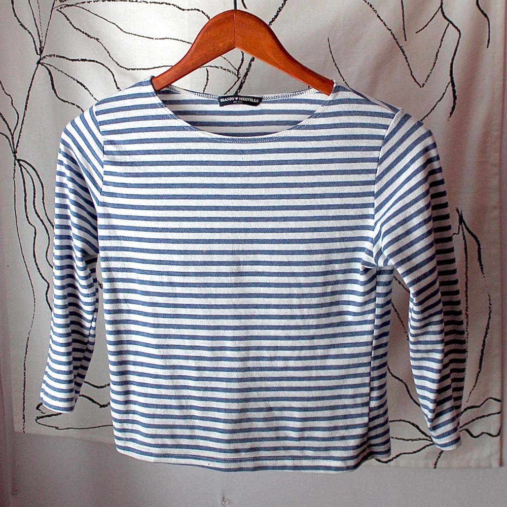 Brandy Melville Blue Stripe Long Sleeve Tee